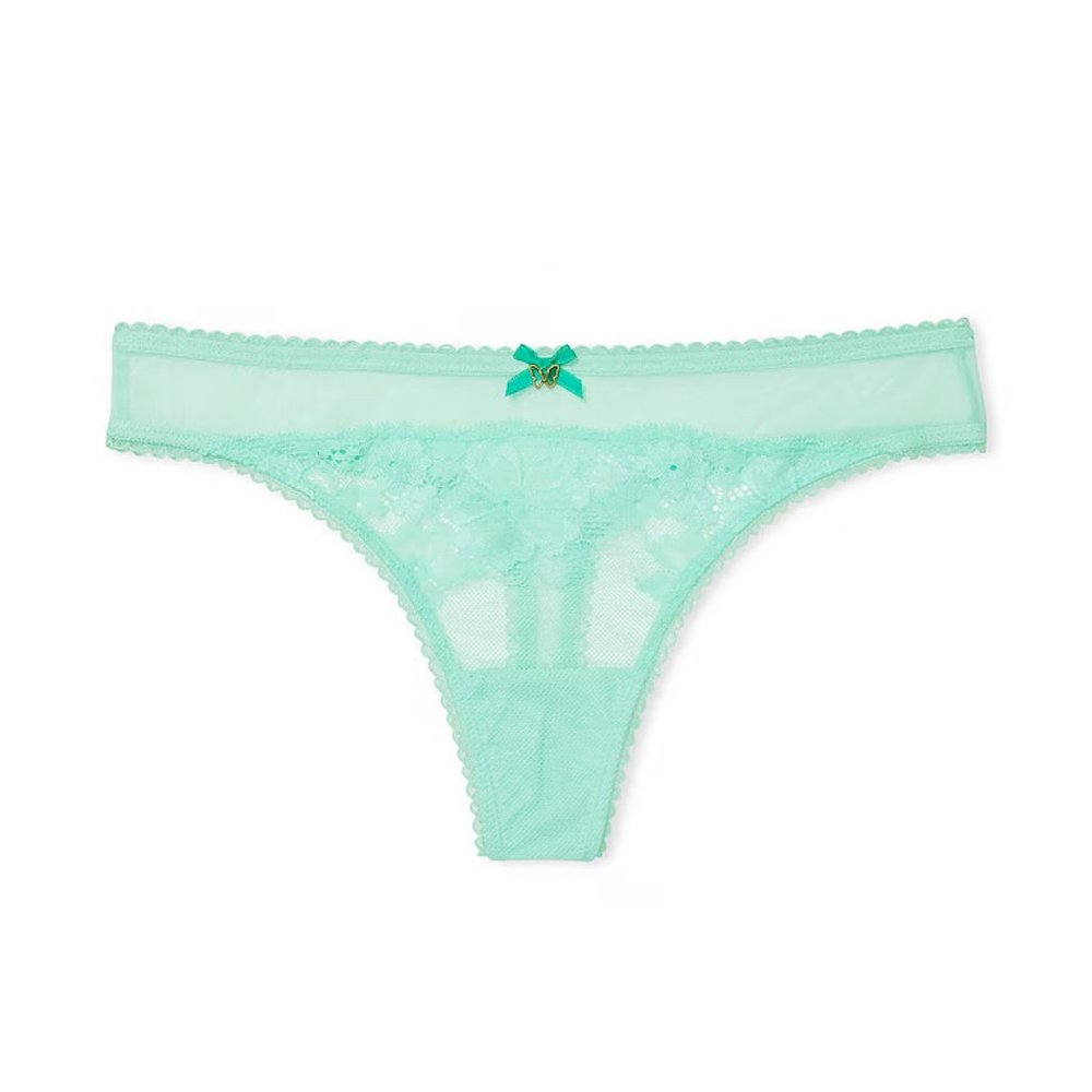 Mesh Thong Panty - Green Mint - Victoria's Secret - NWT